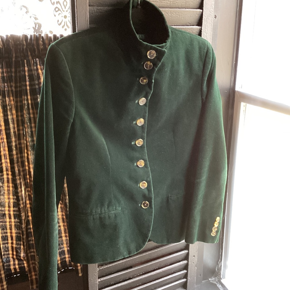 RALPH LAUREN GREEN VELVET MILITARY BLAZER JACKET SZ. 8 CLASSIC STYLE